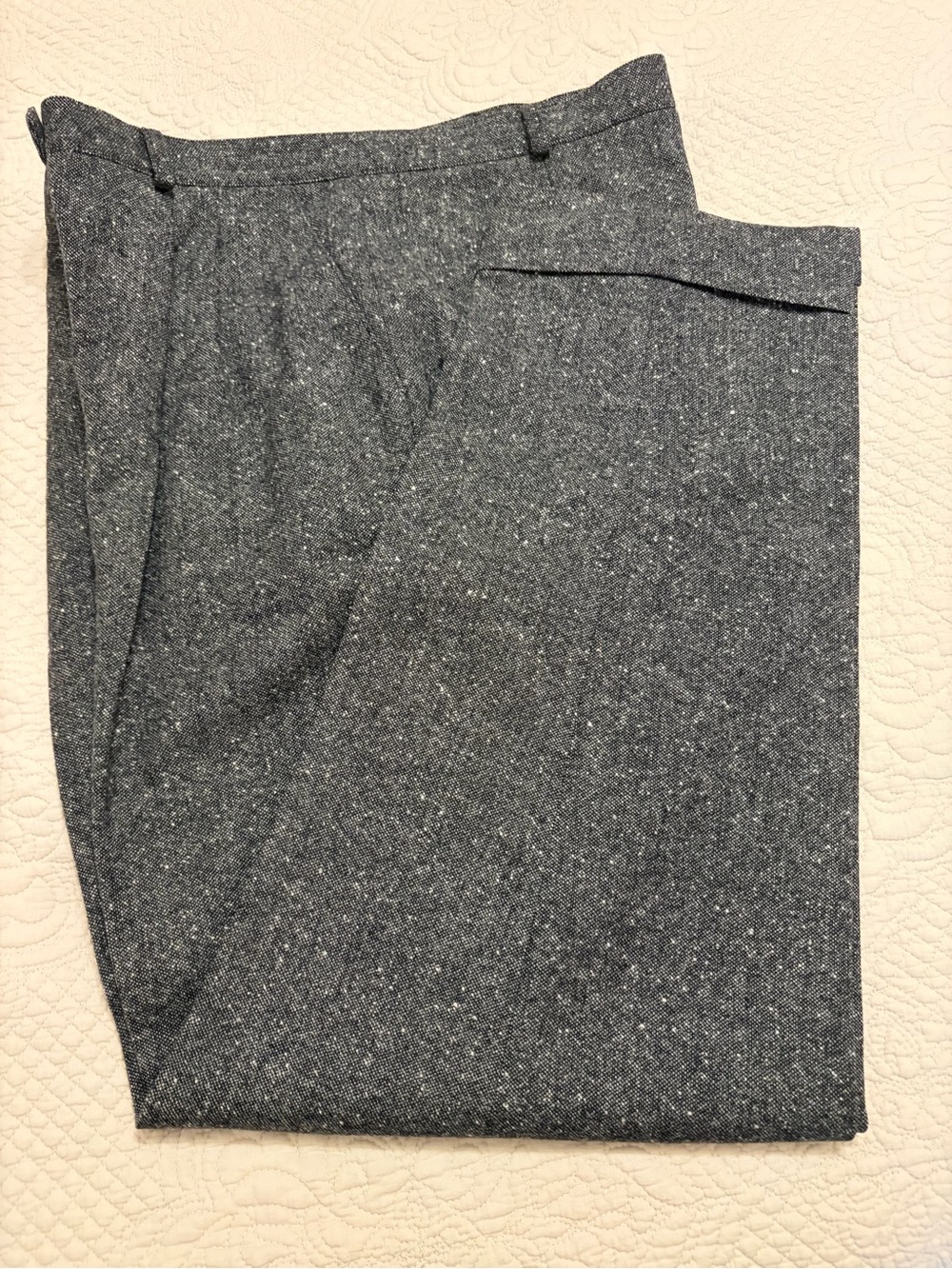 Lauren Ralph Lauren 100% Lambs Wool Pleated Tweed Trousers Lined Gray Size 16